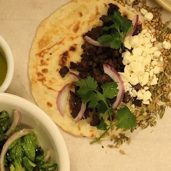 Gyro Wrap Salad Ground Lamb & Beef with Cucumber Yogurt Sauce