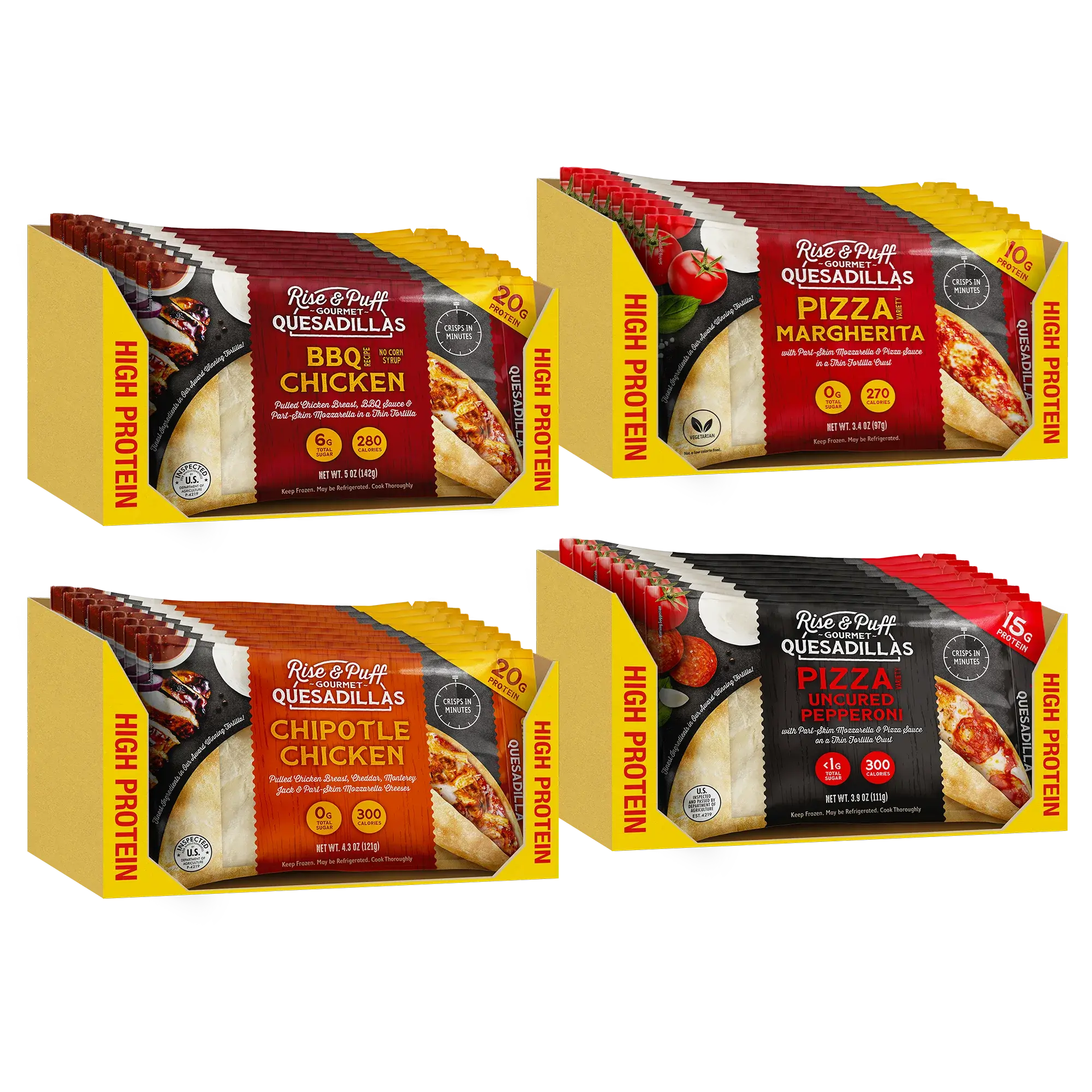 Rise & Puff Best Sellers Quesadilla Bundle including 32 quesadillas