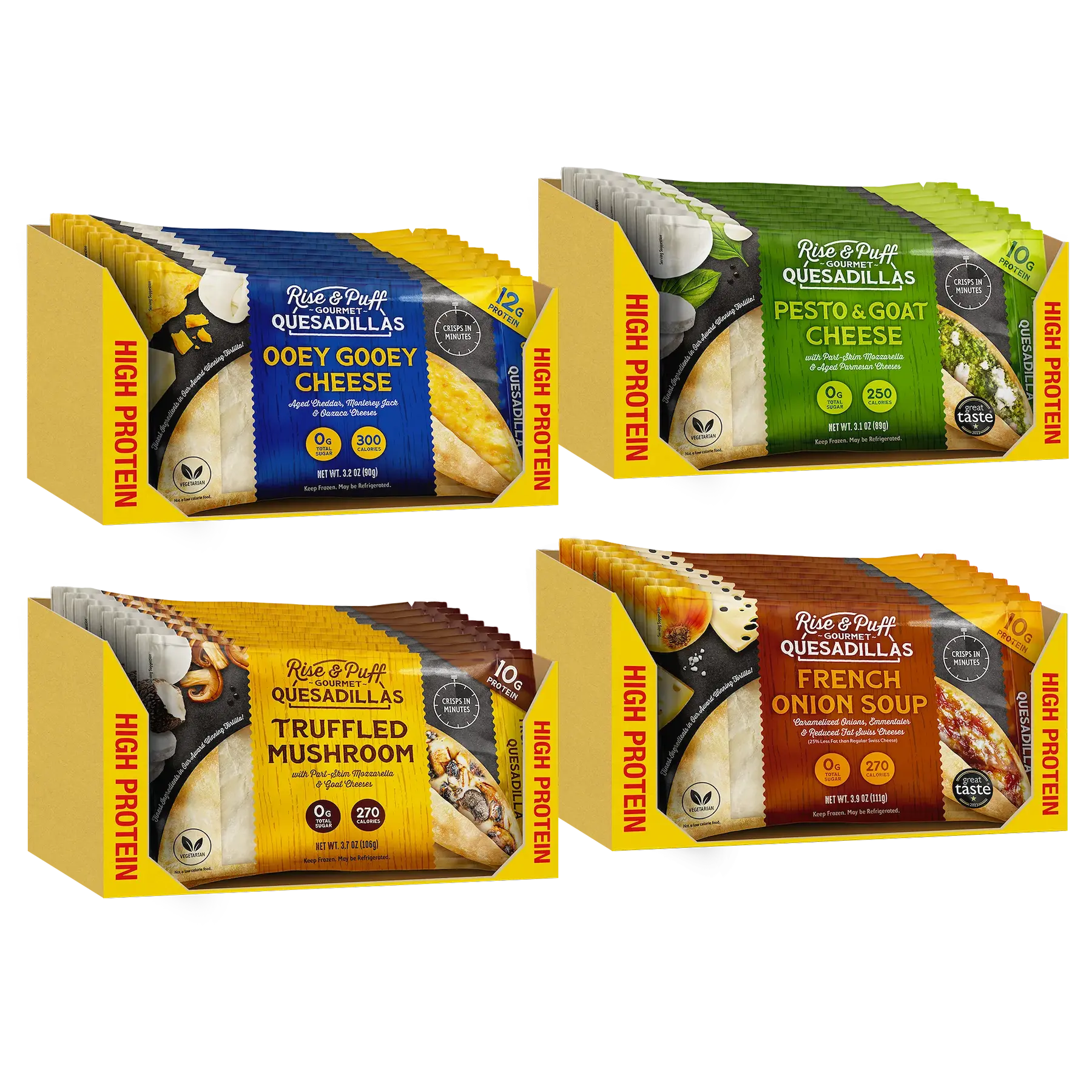Rise & Puff High Protein Veggie Quesadilla Bundle including 32 quesadillas