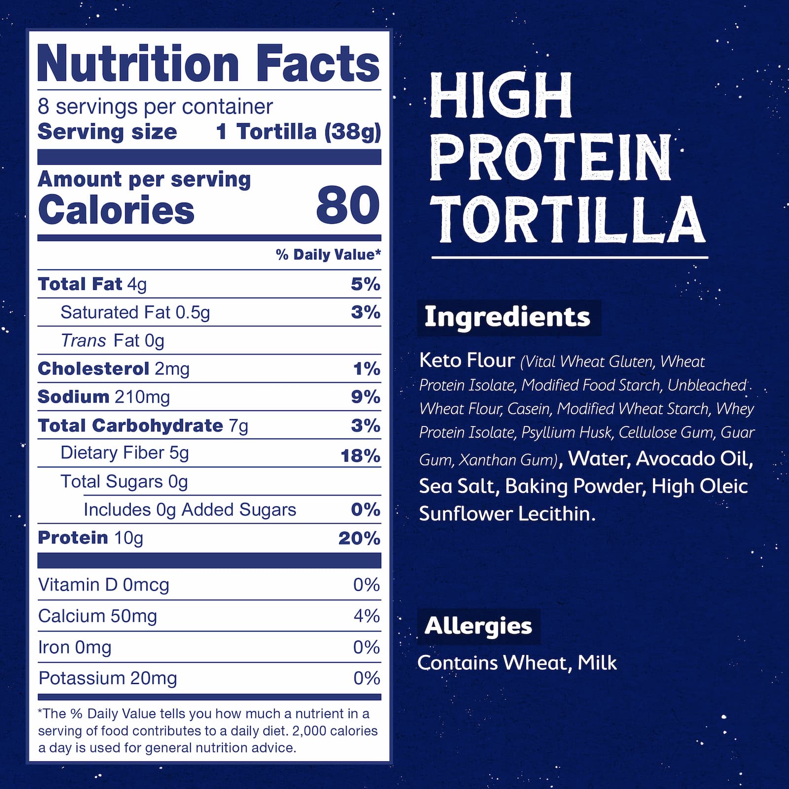 Nutritional facts of low carb high protein tortillas