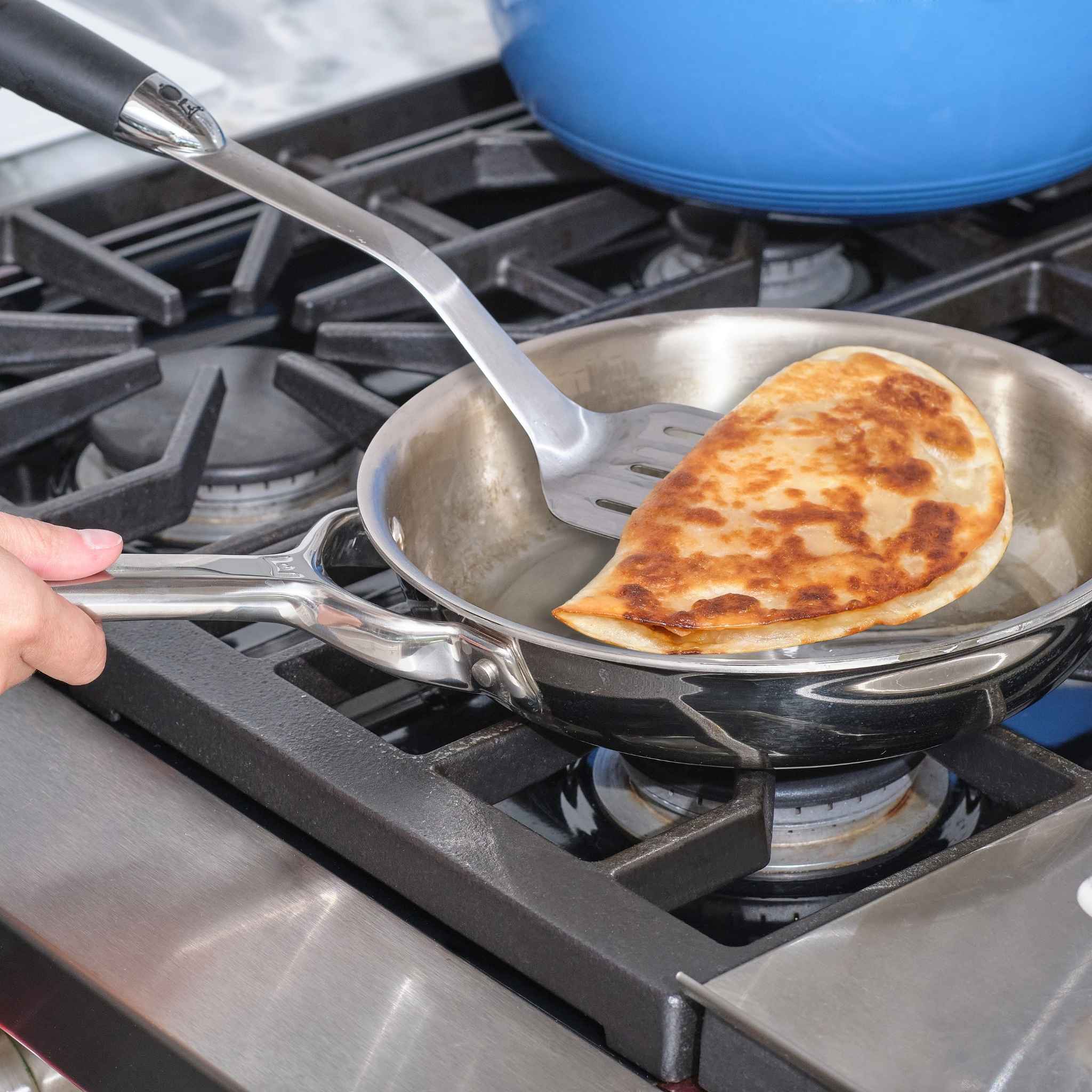 Quesadilla being cooked on pan