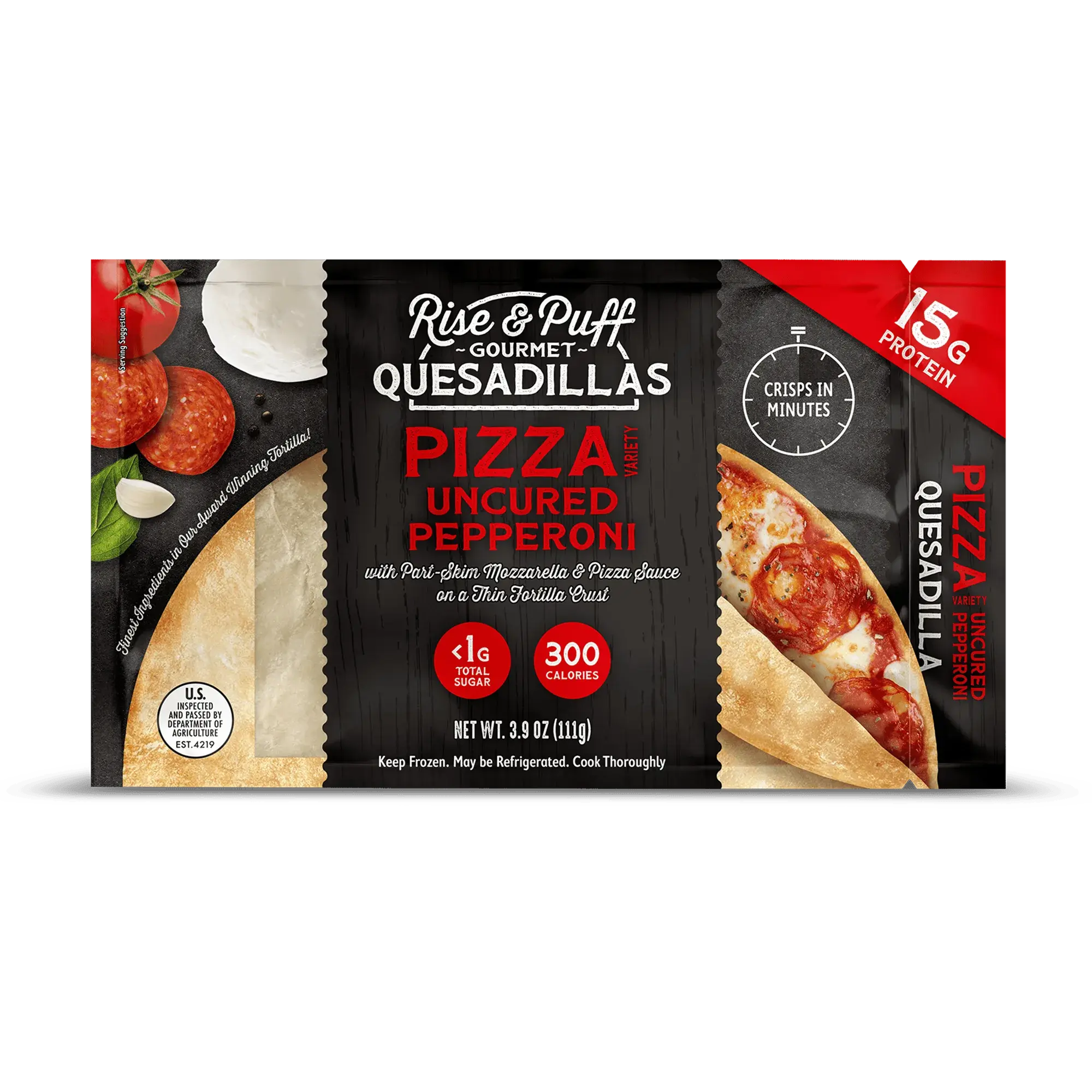 Rise & Puff Pepperoni Pizza Quesadilla
