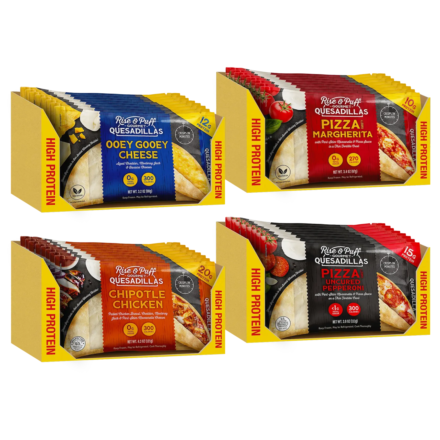 Rise & Puff The Staples Quesadilla Bundle including 32 quesadillas
