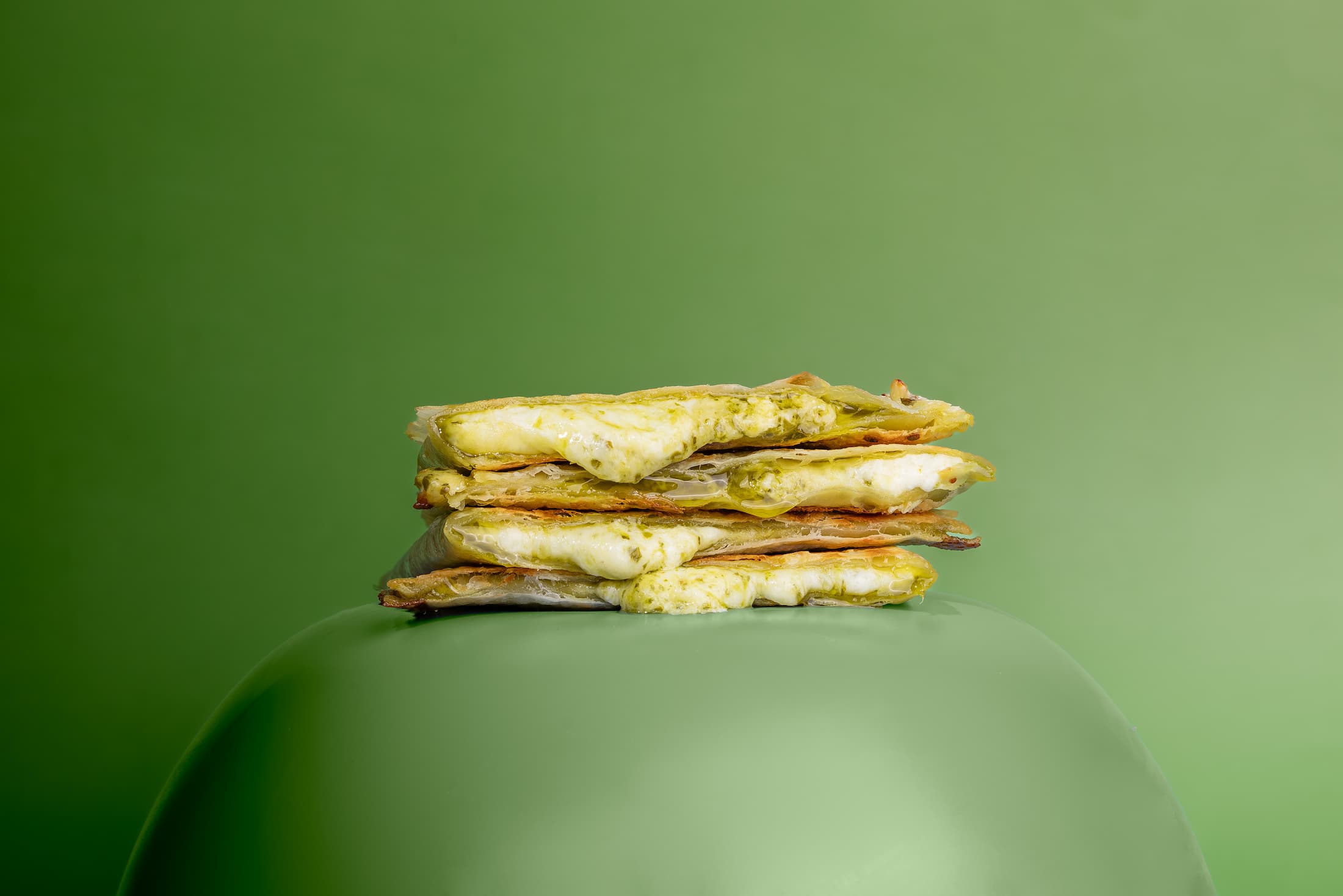 stack of better for you pesto quesadilla