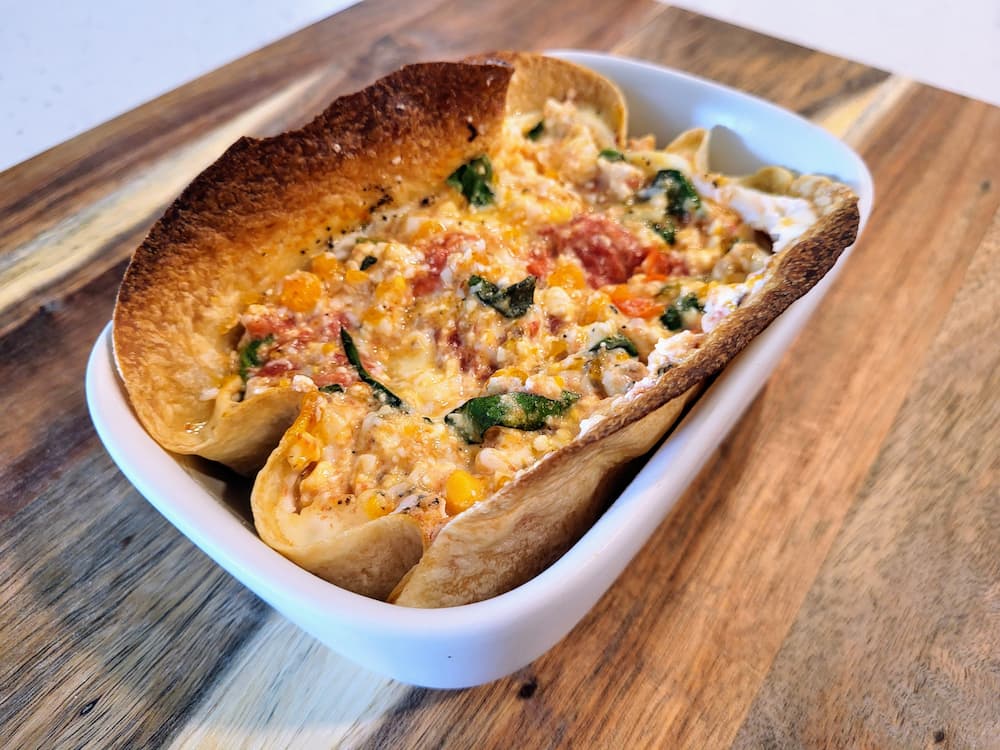 Roasted Feta & Egg Tortilla Bake