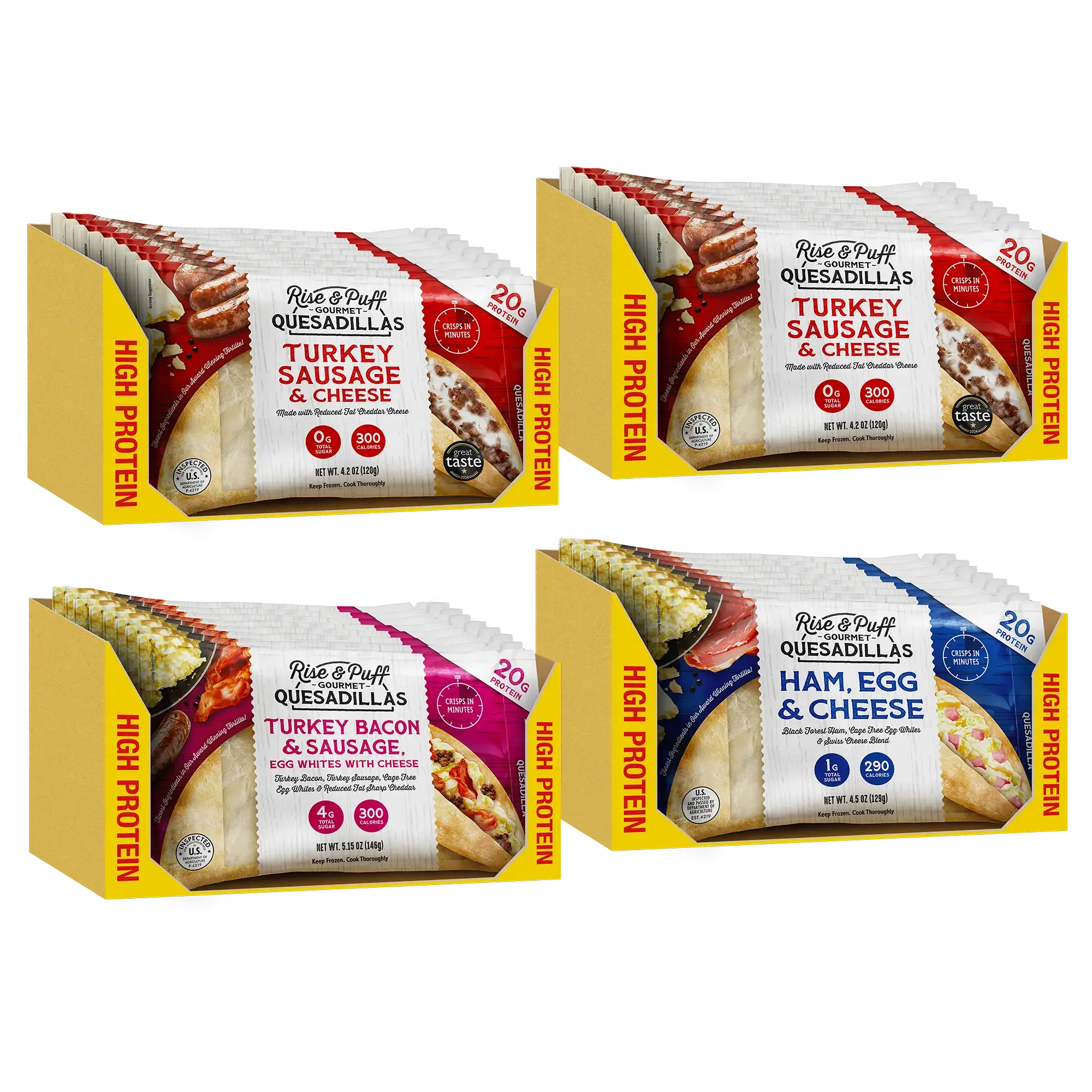 Rise & Puff Breakfast Quesadilla Bundle including 32 quesadillas