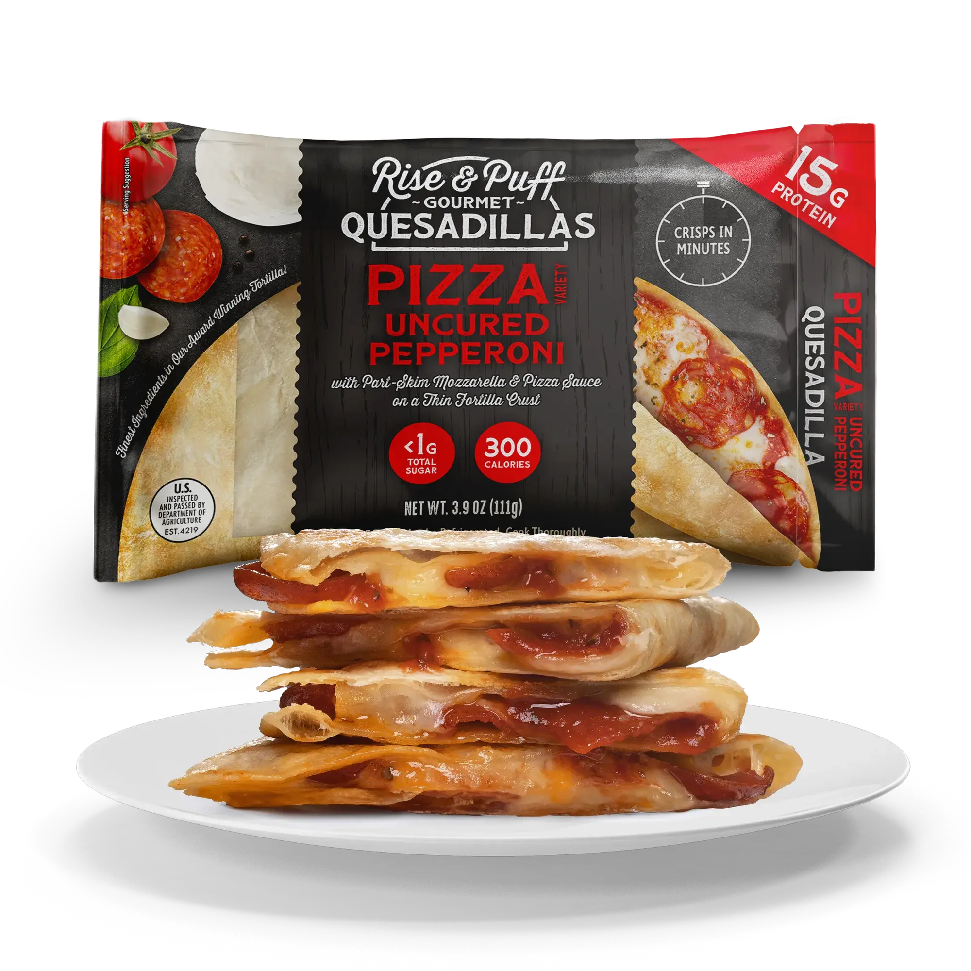 Rise & Puff Pepperoni Pizza Quesadilla
