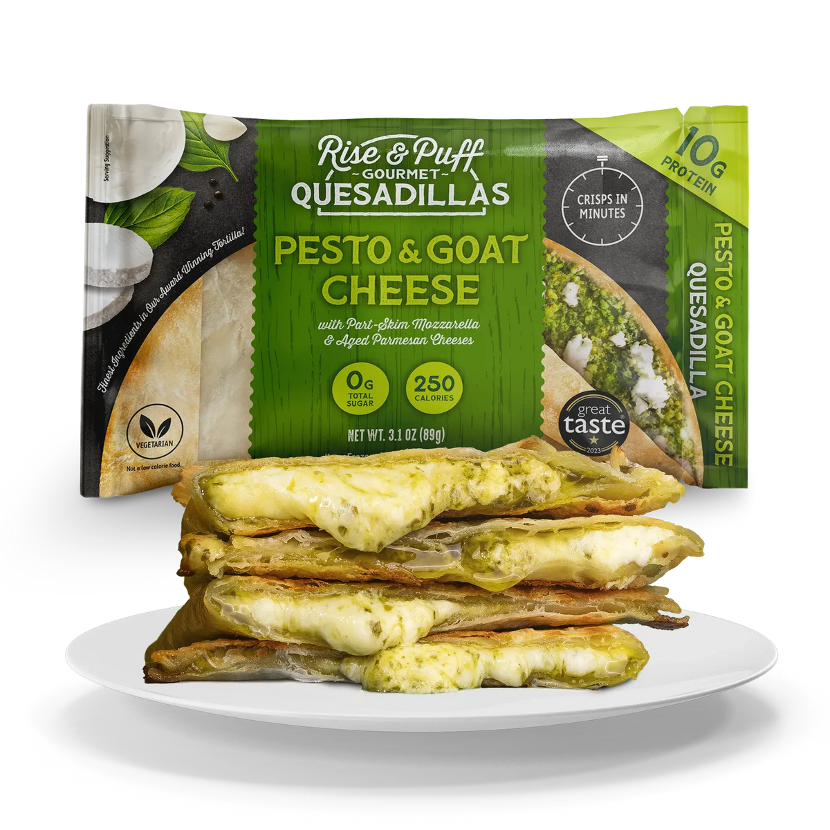 Pesto Goat Cheese Quesadilla premium frozen quesadilla with creamy cheese and balanced filling