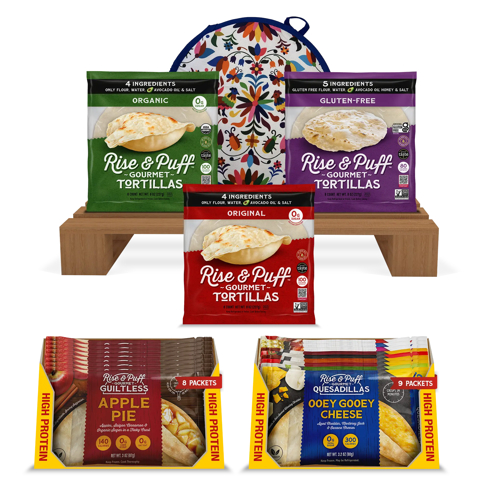 Tortilla and quesadilla sampler including a tortilla warmer