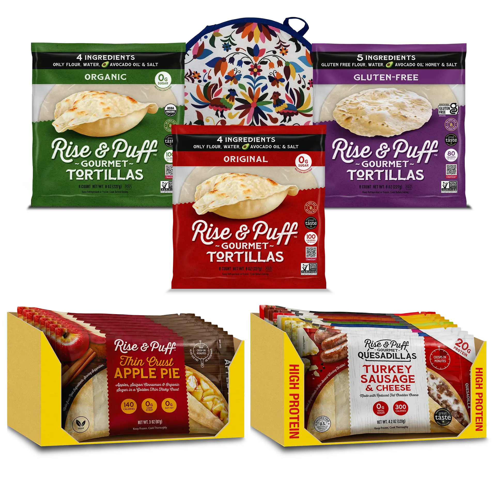 Tortilla and quesadilla sampler including a tortilla warmer