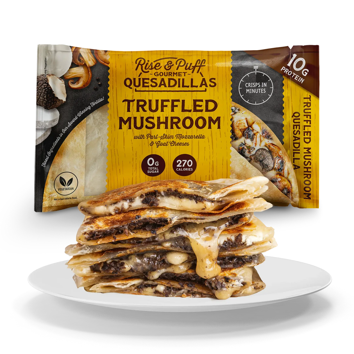 Truffled Mushroom Cheese Quesadilla toasted quesadilla with truffled mushrooms and melted cheese