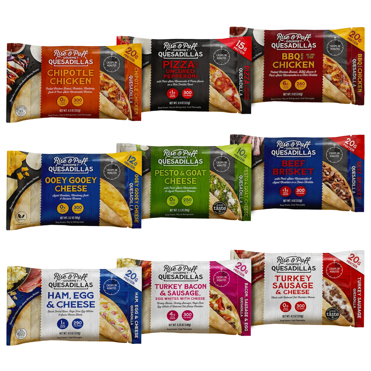 Quesadilla Variety Pack with protein packed frozen quesadillas for busy days