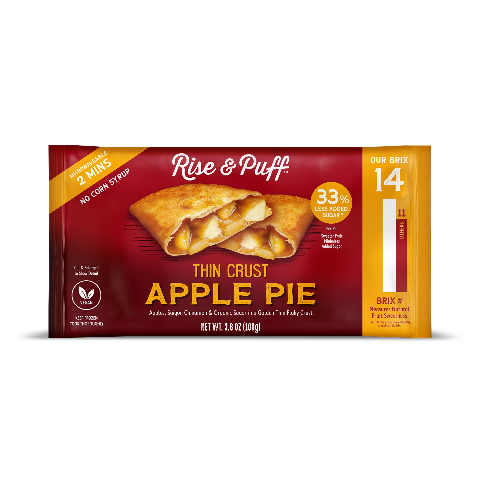 Rise & Puff Apple Pie retail package, front view