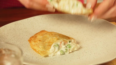 Video of healthy chicken pot pie being prepared