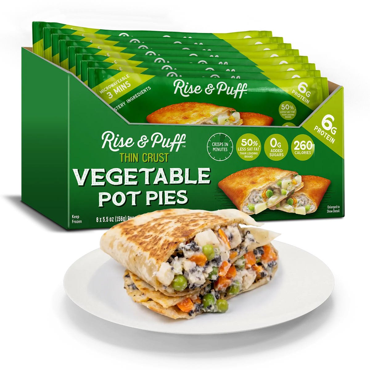 Veggie Pot Pie with flaky crust and hearty vegetables in a creamy herb filling for a vegetarian frozen meal